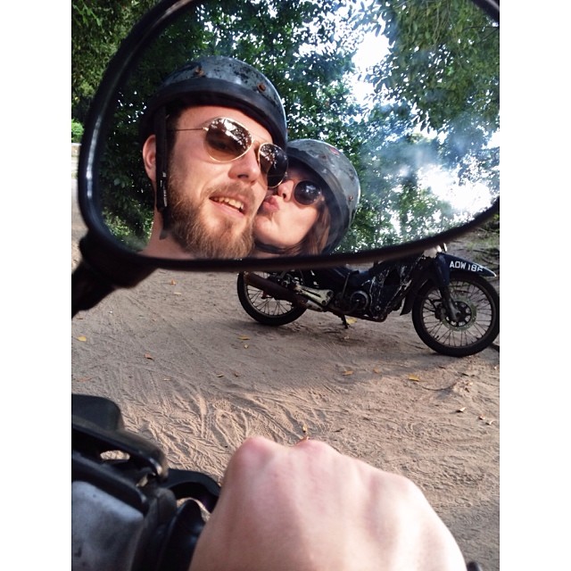 Roel van der Ven and Noortje Offreins on a moped in Malaysia